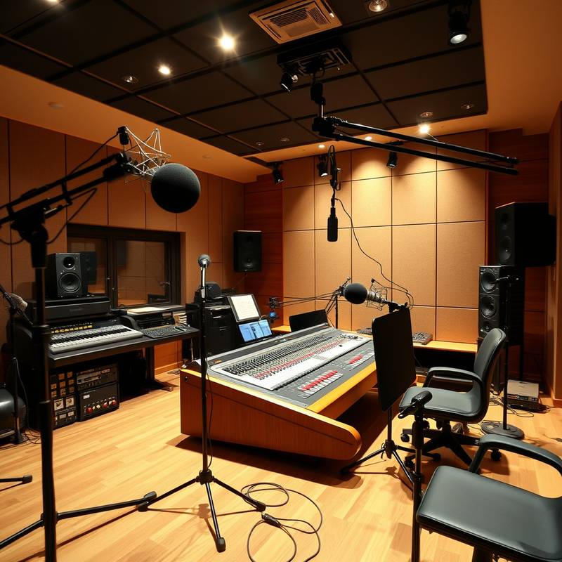 Einblick in das Tonstudio der Film Akademie Zürich mit professioneller Mikrofonie und Mischpulten