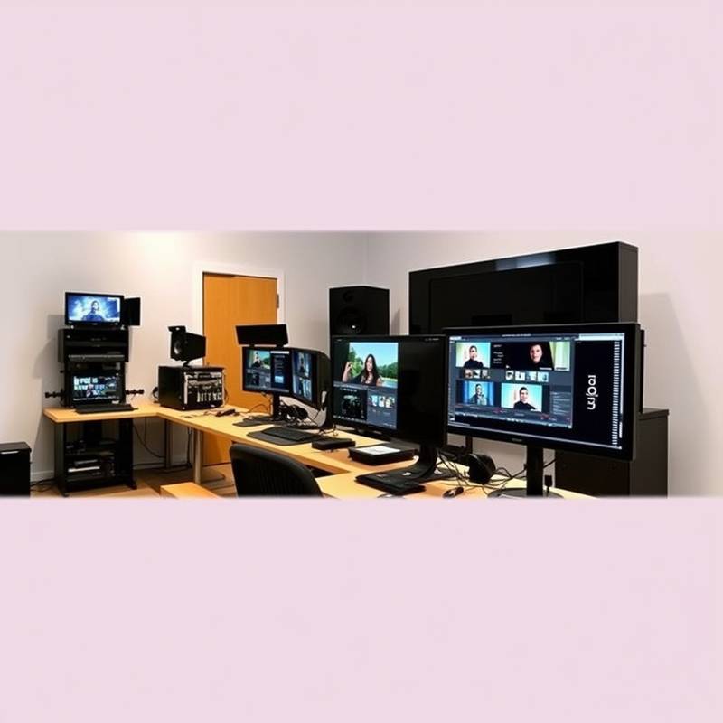 Einblick in einen Schnittraum der Film Akademie Zürich mit professionellen Schnittplätzen und Software